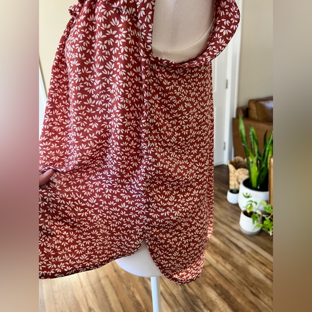 LOFT Terracotta Leaf Print Blouse - Picture 3 of 10